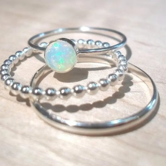 3pcs Boho Moonstar Rings Zinc Alloy Stackable Set Silver NEW - Picture 2 of 4